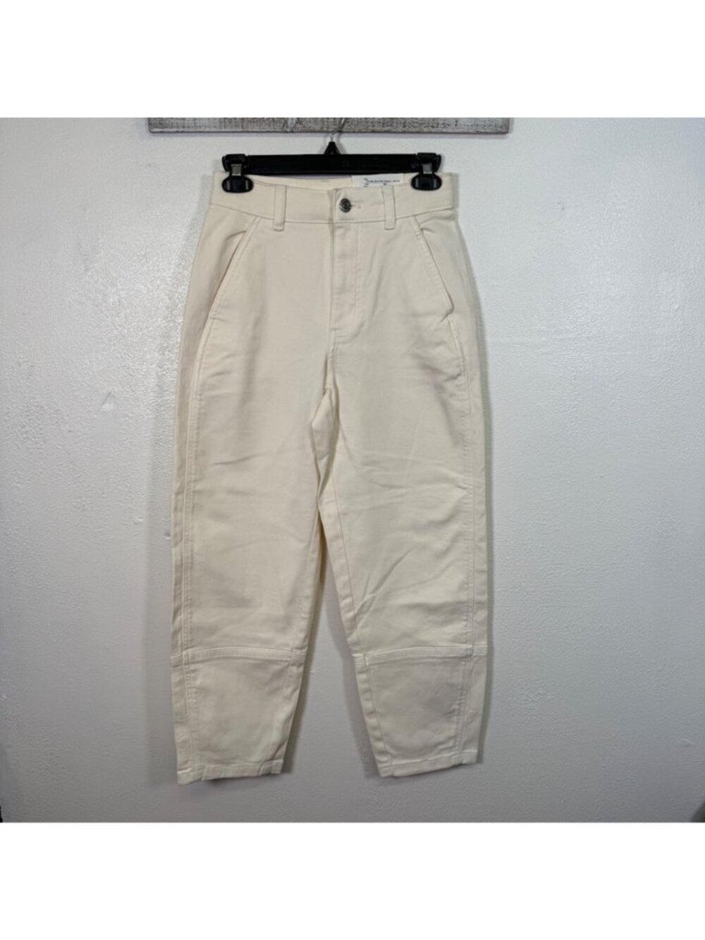 Everlane Women's Bone Organic Cotton Barrel Utility Pants Size 00 Ankle Relaxed - Picture 2 of 16